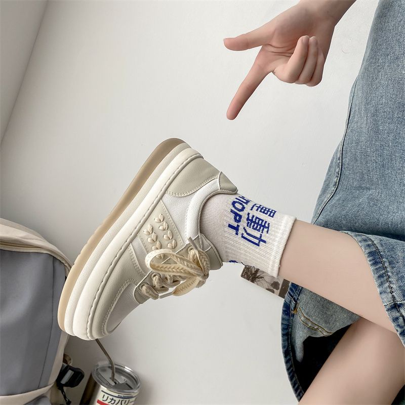 SEVEN_DAY SEPATU SNEAKERS WANITA KOREA IMPORT SPORT SHOES KREM H-655-3