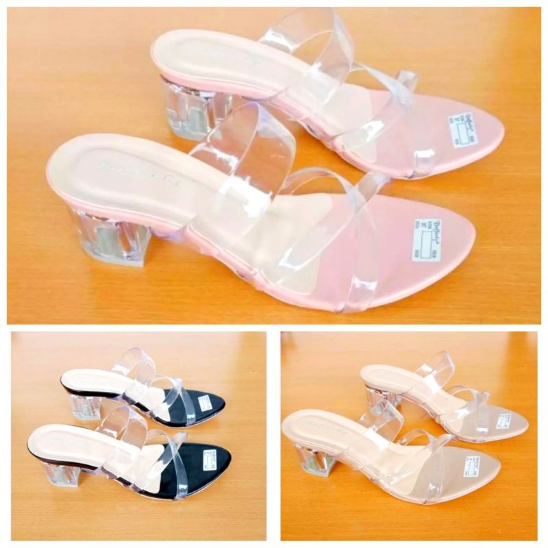 Sandal Dewasa  perempuan Hak Kaca Jelly Silang TR 03