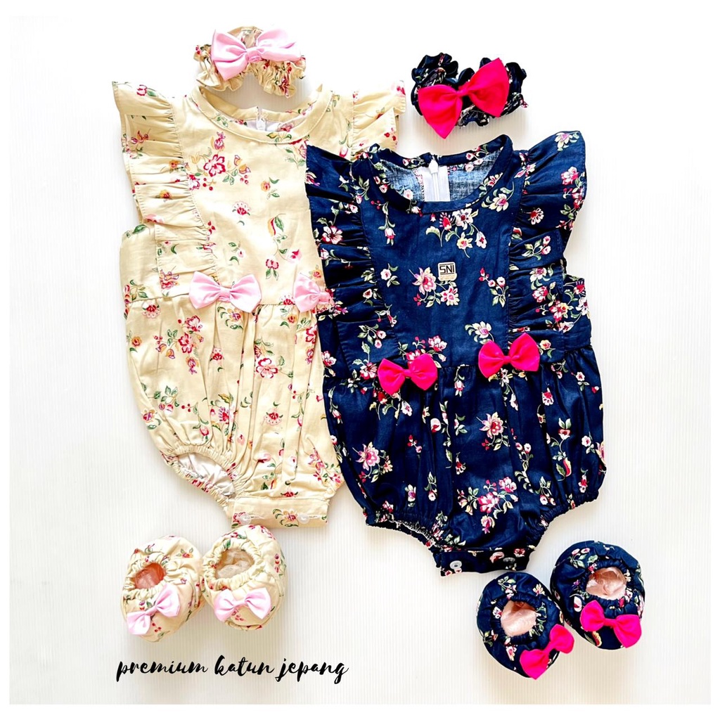 MELANIE / CLARA MICHA / TALITHA GIANNA EMMA CHERRY jumper bayi perempuan Baju setelan jumper rok bunga bandana sepatu pergi lucu fashion anak bayi-5