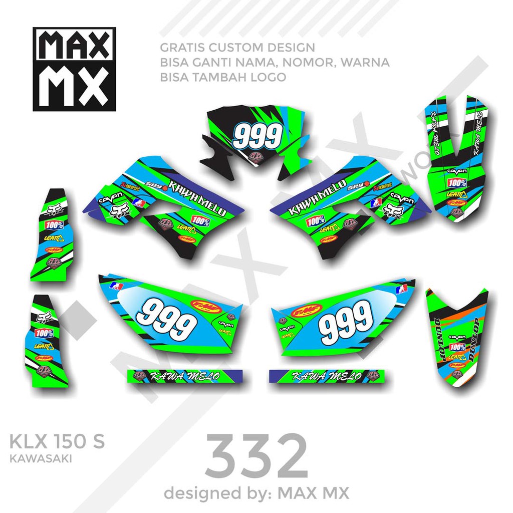 MX-01332 decal klx 150 hijau biru road race