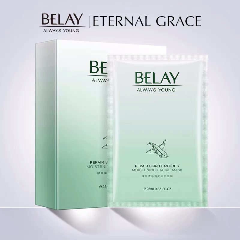 BELAY REPAIR SKIN ELASTICITY MUNG BEAN MOISTENING MASK MASKER WAJAH KOREA WANITA FACIAL SHEET MASK