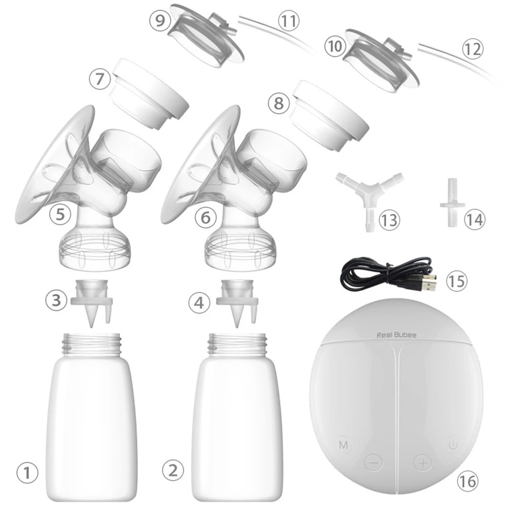 Real Bubee-Electric Double Electric Breast Pump, Powerful Suction Nipple Milk Pump, Baby Milk Bottle