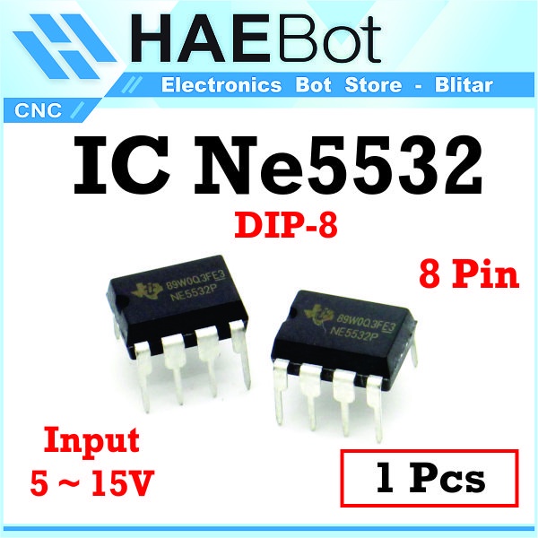 [HAEBOT] IC Dual Amplifier Komparator NE5532 OP AMP Low Noise DIP 8 Pin Rendah AV Audio Power Integrated Circuit 5532