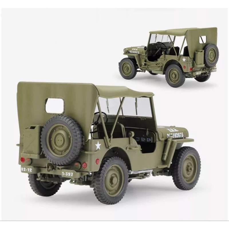 Welly 1941 Jeep Willys MB Miniatur Diecast Jeep tentara militer Skala 1:18