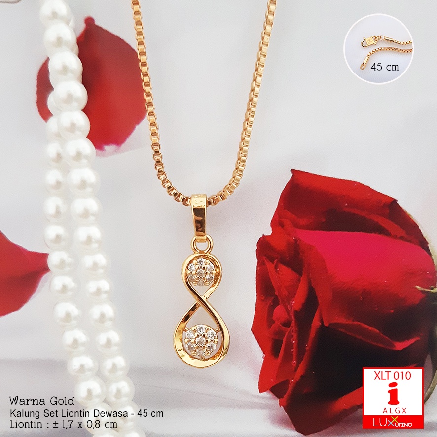 XLT 010 Kalung Set Liontin Permata Zirkon Mewah Anggun Lapis Emas 18K Aksesoris Wanita Korea Xuping merk Yaxiya Rantai Itali Luxx Xuping