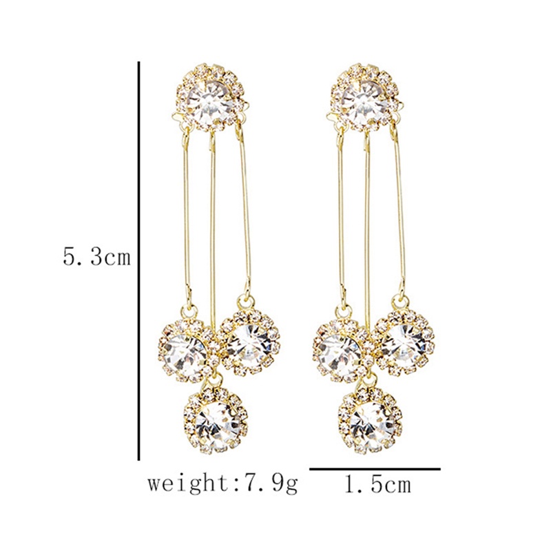 Anting Panjang Bentuk Waterdrop Bulat Bahan Zircon Untuk Wanita