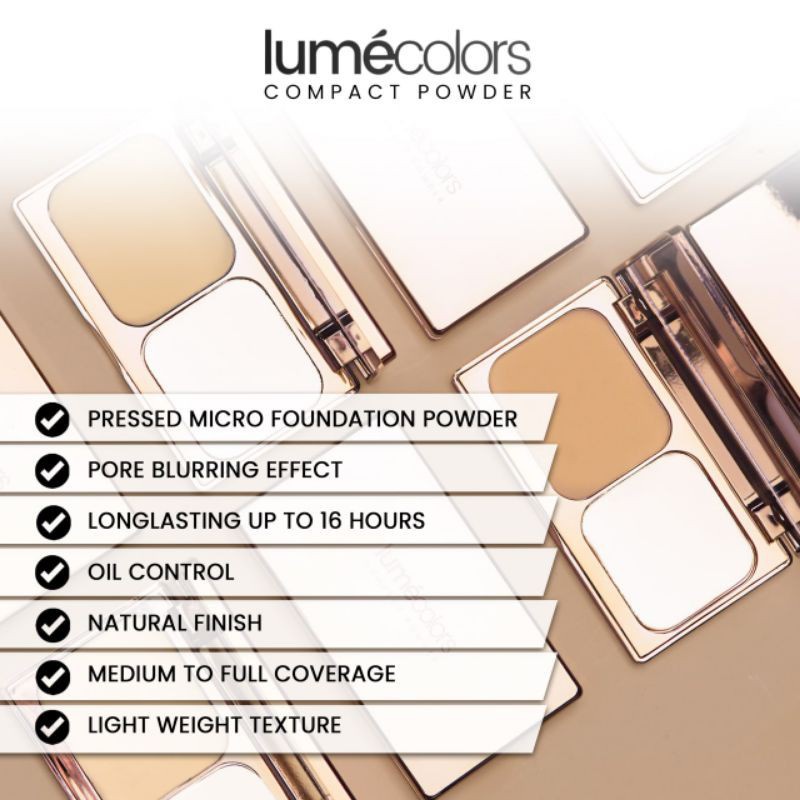 COD Compact Powder Lumecolors Foundation Make Up Bebas Minyak Bedak Korea Halal