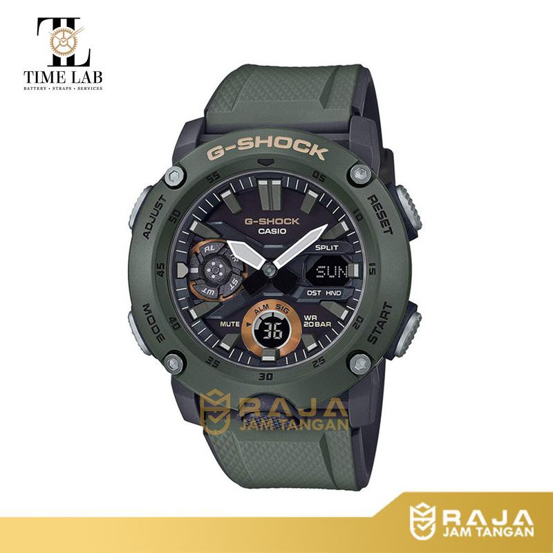 G SHOCK ORIGINAL GA-2000-3A / GA 2000 3A JAM TANGAN PRIA DIGITAL ANALOG KARET HIJAU
