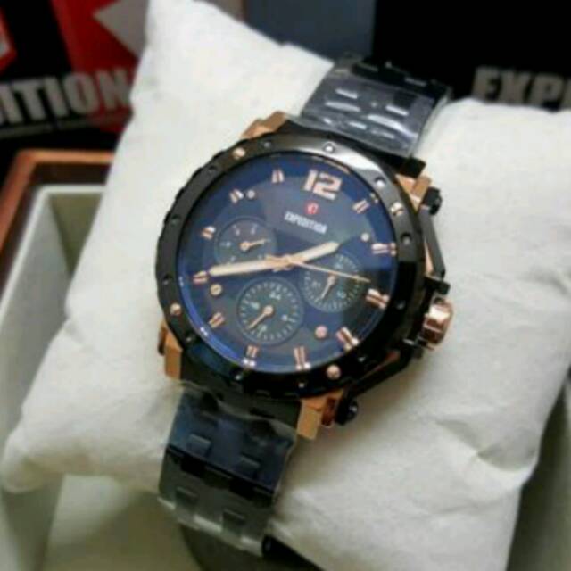 Grosir Jam Tangan Original For Ladies Expedition E6402 Black Gold Kualitas Original 100%