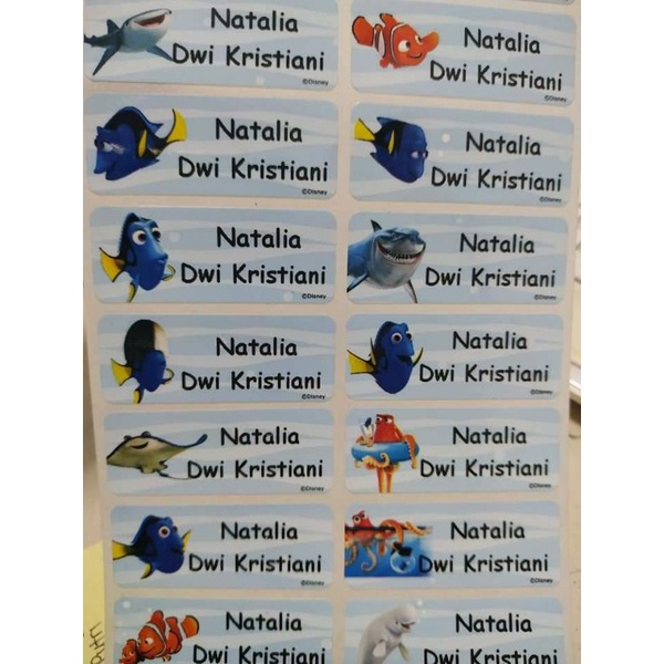 

Finding Dory Sticker Label Nama Waterproof Anti Air