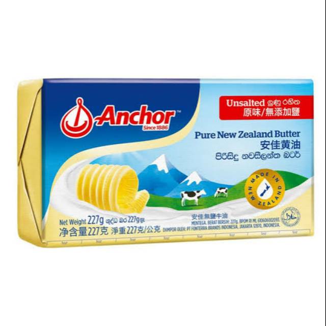 

ANCHOR BUTTER UNSALTED 227gr / MENTEGA ANCHOR TAWAR / MENTEGA UNSALTED