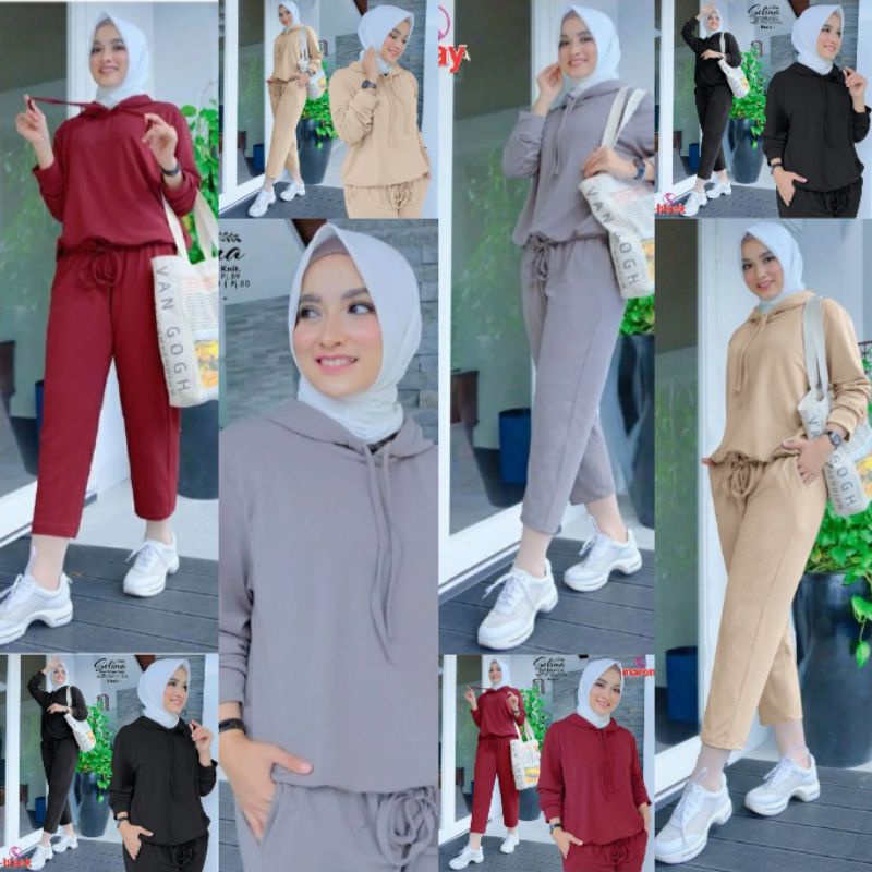 BAJU OLAHRAGA WANITA SET TRAINING WANITA ONE SET SWEATER JUMBO SET HODIE + CELANA SELINN 4 WARNA ZR