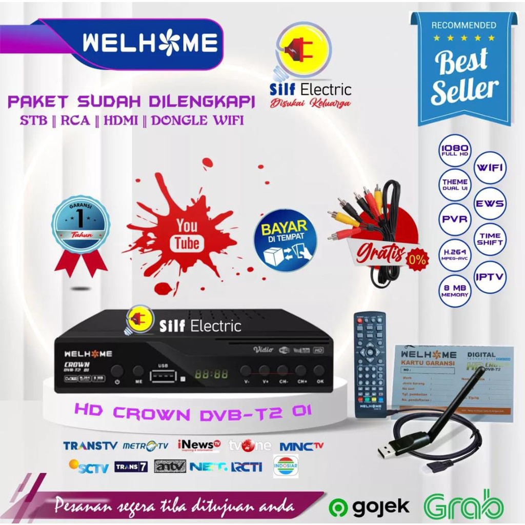 Set Top Box Tv Digital Welhome DVB T2 EWS UHF HD set topbox tv analog ke digital / set topbox tv digital untuk tv tabung / stb tv digital murah