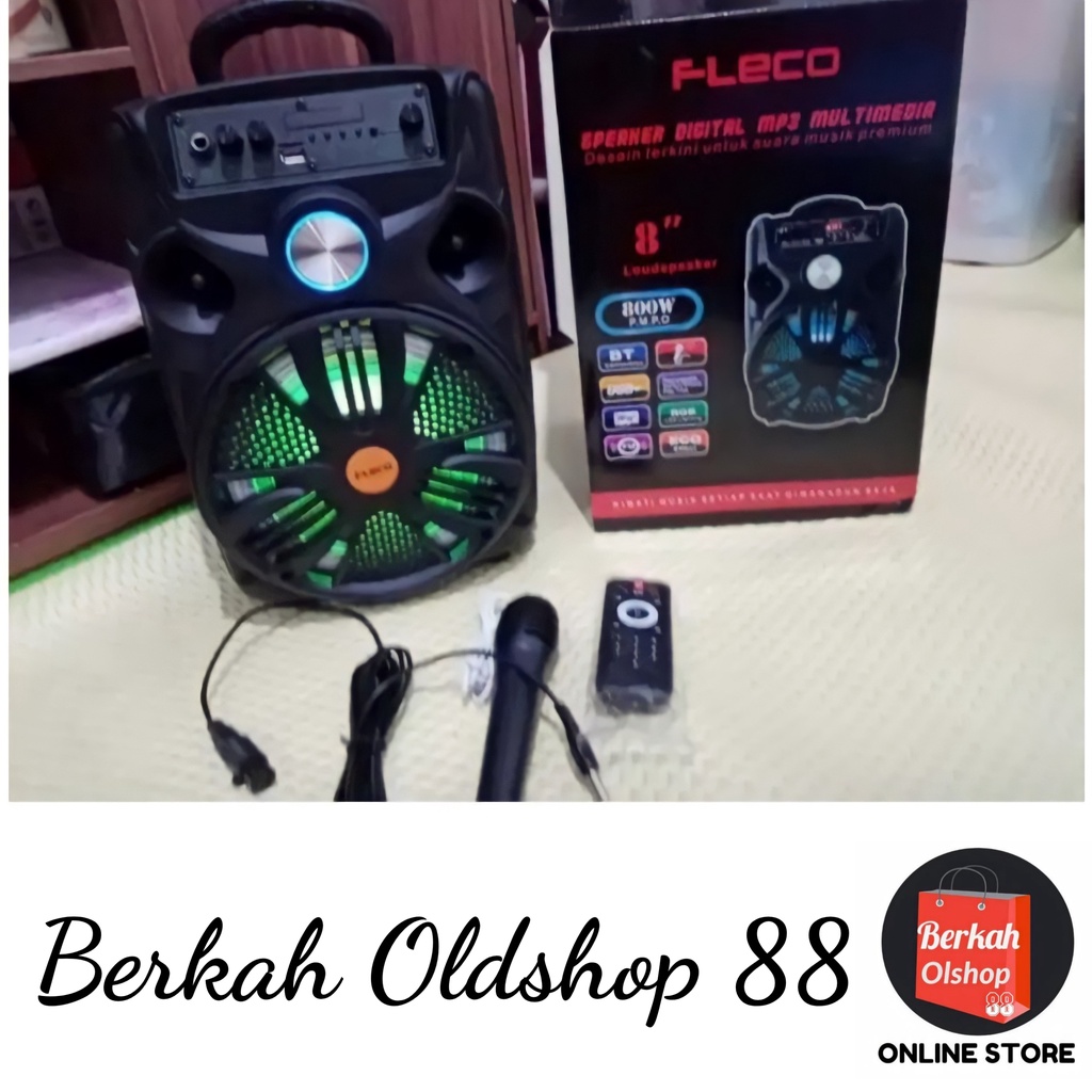 BERKAH OLDSHOP 88 - SPEAKER BLUETOOTH FLECO 8'5 INCH FL-955C/D FREE MIC KARAOKE + REMOTE