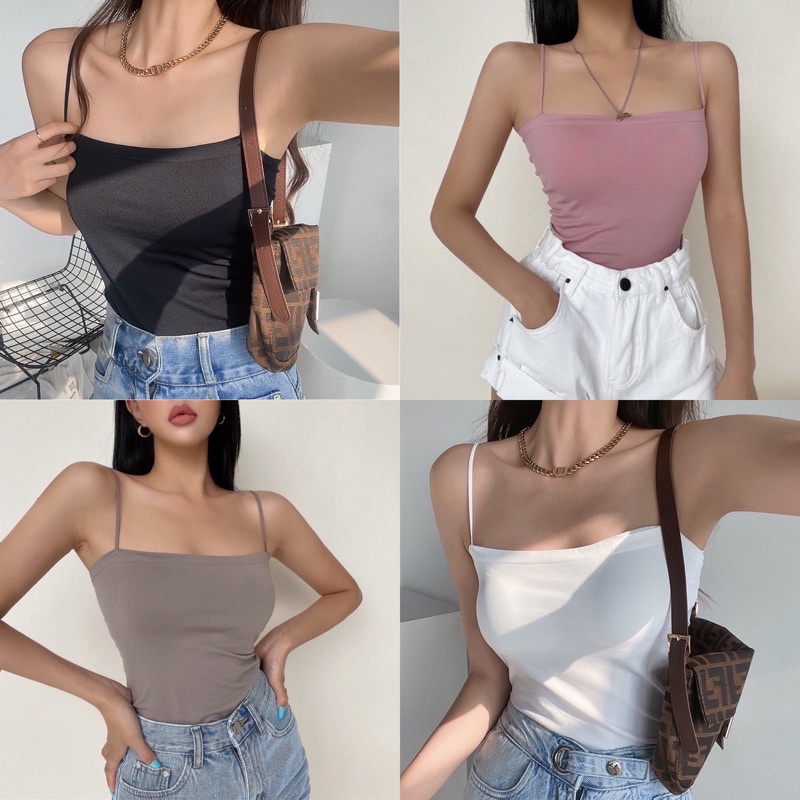 Sandy Bralette Square Tanktop Bra Tali Tipis Spaghetti Tank Top Kotak-6