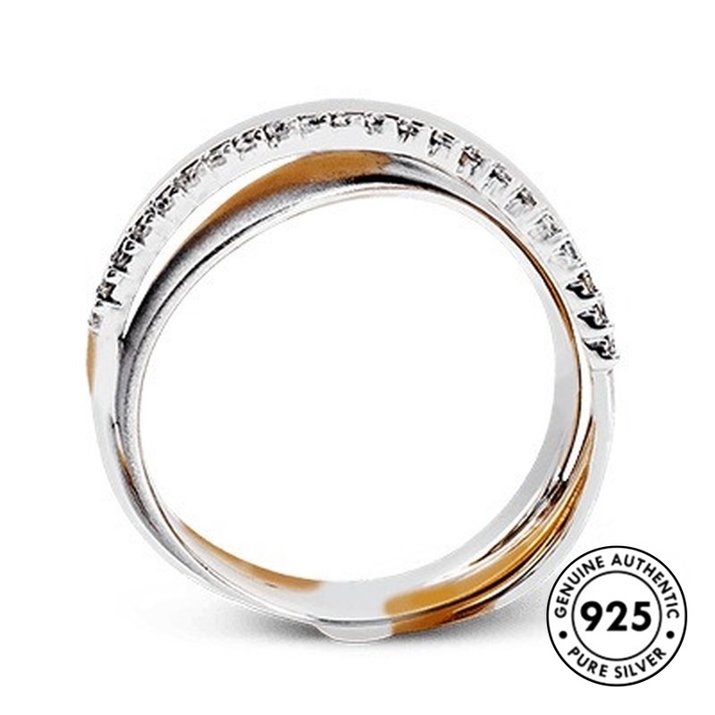 Cincin Sterling Silver 925 Model Silang Warna Rose Gold Untuk Wanita