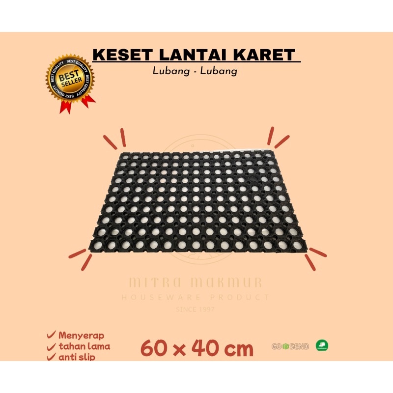 NEW!! KESET LANTAI KARET LUBANG 60 x 40 cm