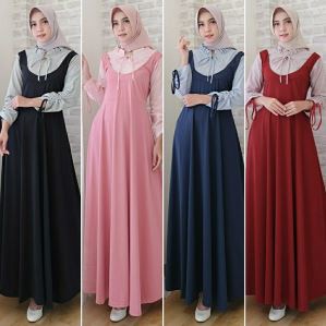 GAMIS STEVIA BAJU MUSLIM WANITA GAMIS MAXI MAXY DRESS MODIS MURAH DNCKO PINK HITAM NAVY MAROON