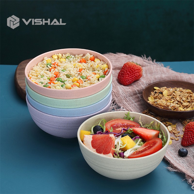 VISHAL Mangkok Wheat Straw/Mangkuk Makan Bowl Set 4pcs warna warni / VS-10