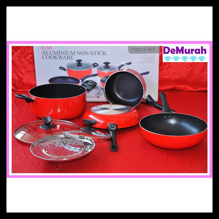 Promo Iluva 7Pcs Non Stick Cookware Set Teflon Panci Wajan 0463