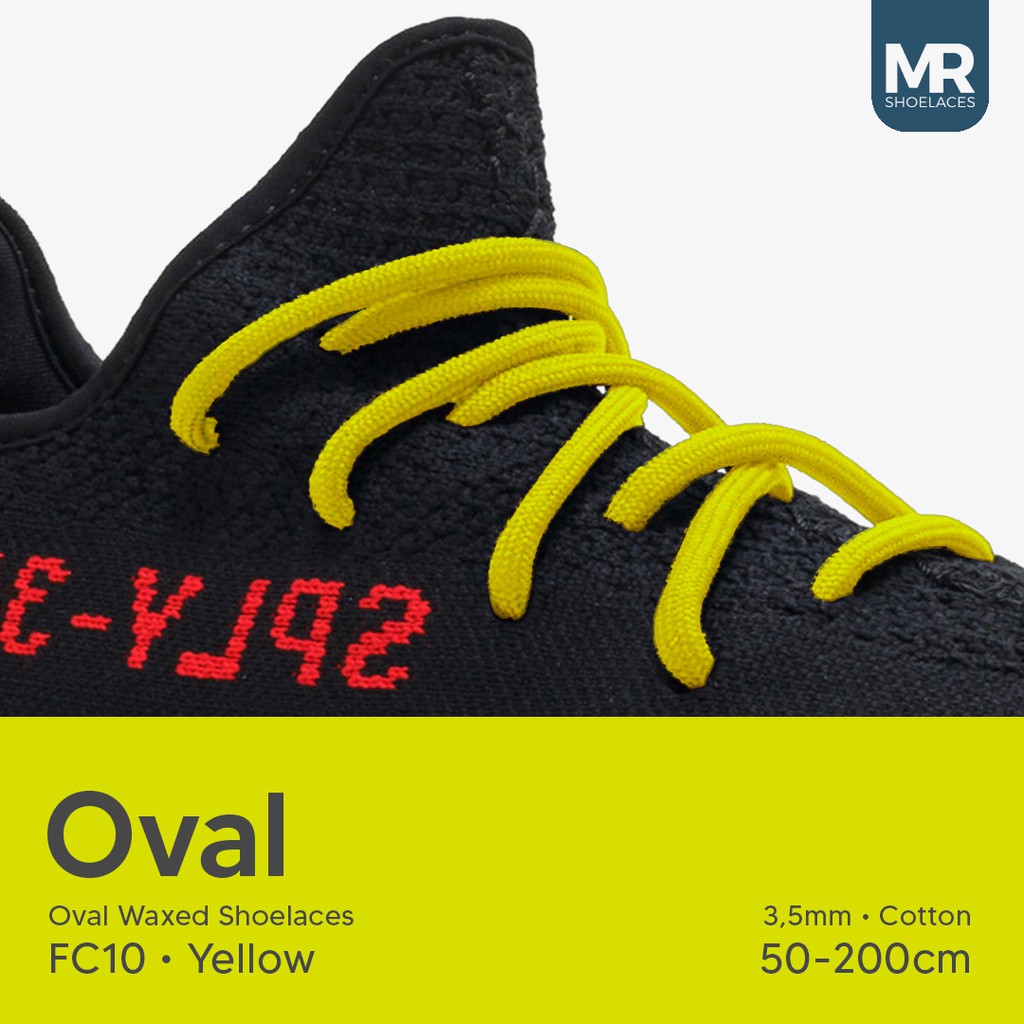 MR Shoelaces FC10 Kuning YELLOW Tali Sepatu Lilin Oval 3.5mm (Waxed Laces) 50cm 70cm 80cm 100cm 120cm 150cm 200cm - Premium Shoelace