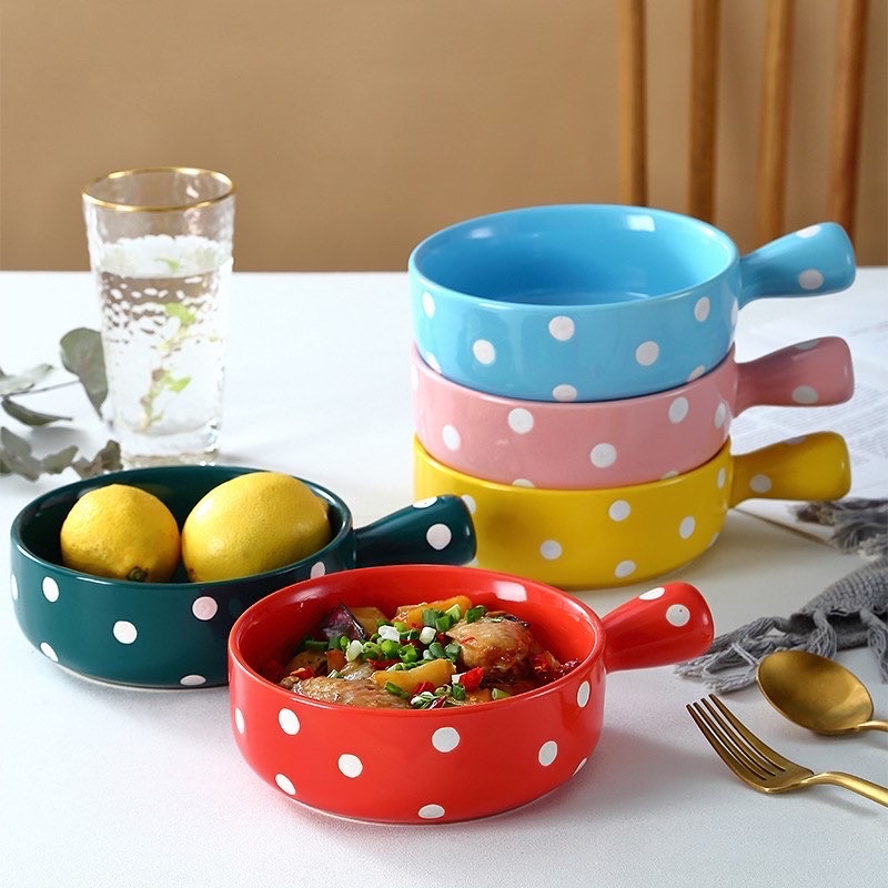 mangkok keramik bermotif unik dan lucu/ mangkok sup keramik