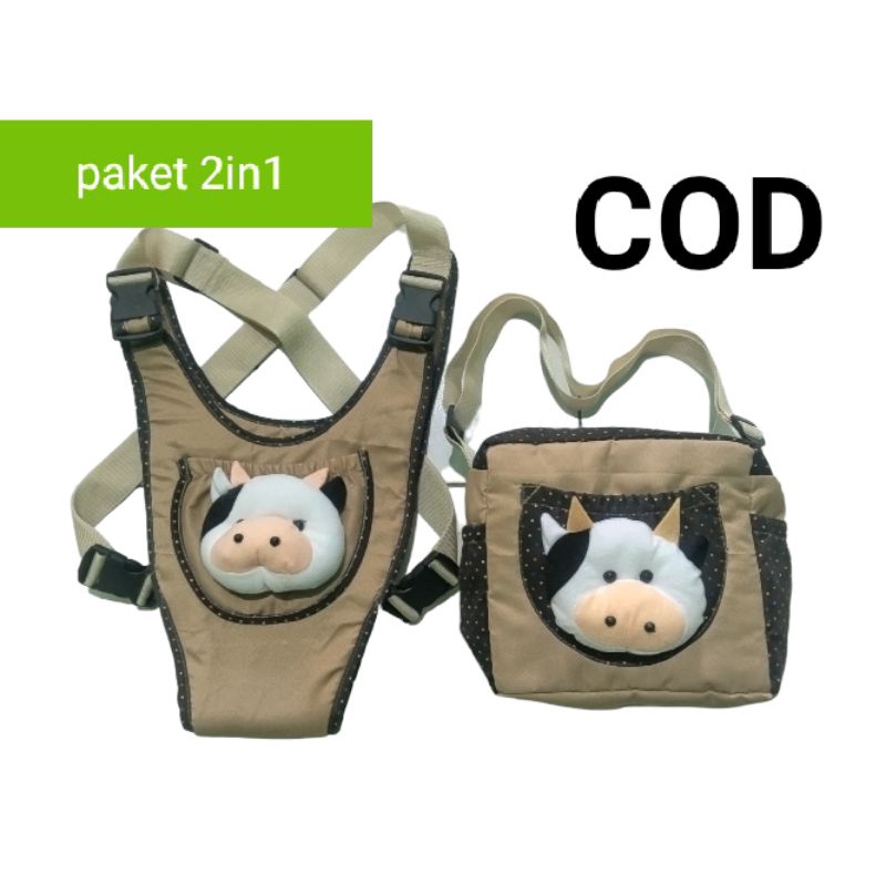 2in1 set tas dan gendongan bayi depan