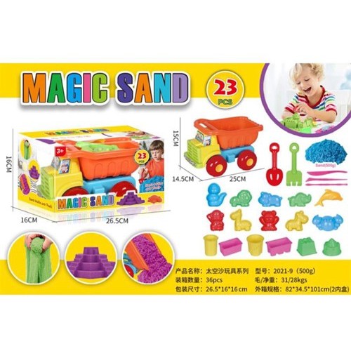 Mainan Magic Sand Pasir Ajaib  + Mobil Truck Pasir 581-6 - Mainan Anak Seni  Kreasi Bentuk Dengan Pasir