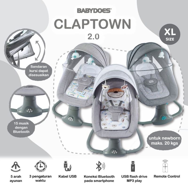 Babydoes Claptown Size XL Bouncer Elektrik Swing