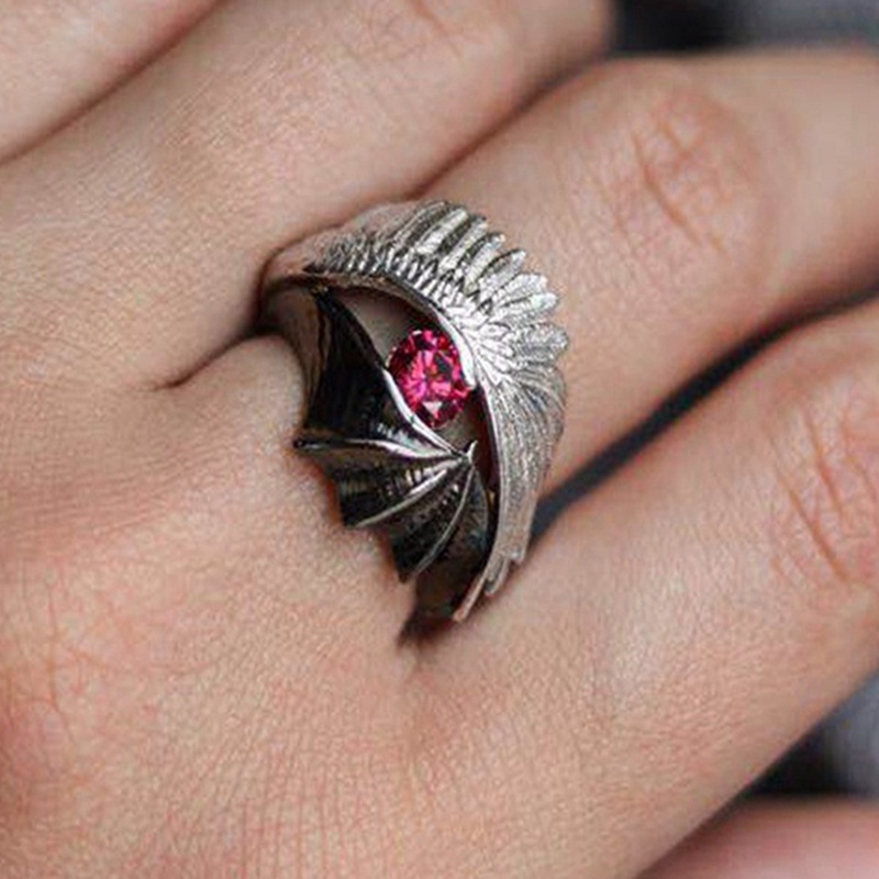 Cincin Pasanganpriawanita Desain Malaikat Demon Gaya Vintageromantis Untuk Hadiah