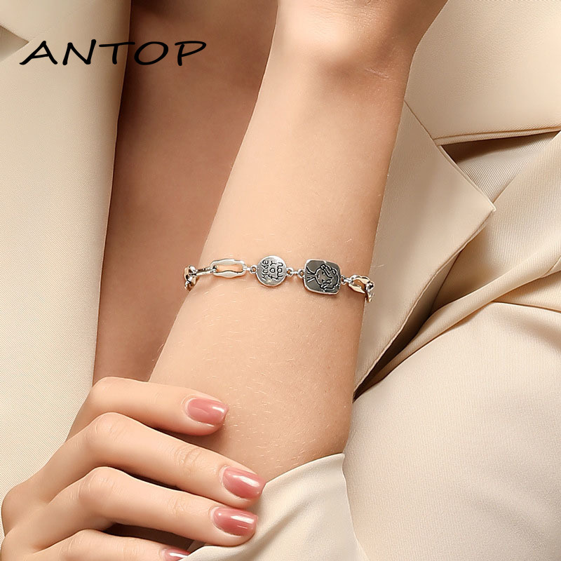 Gelang Bangle Desain Little Prince Warna Silver Gaya Retro Korea Untuk Wanita