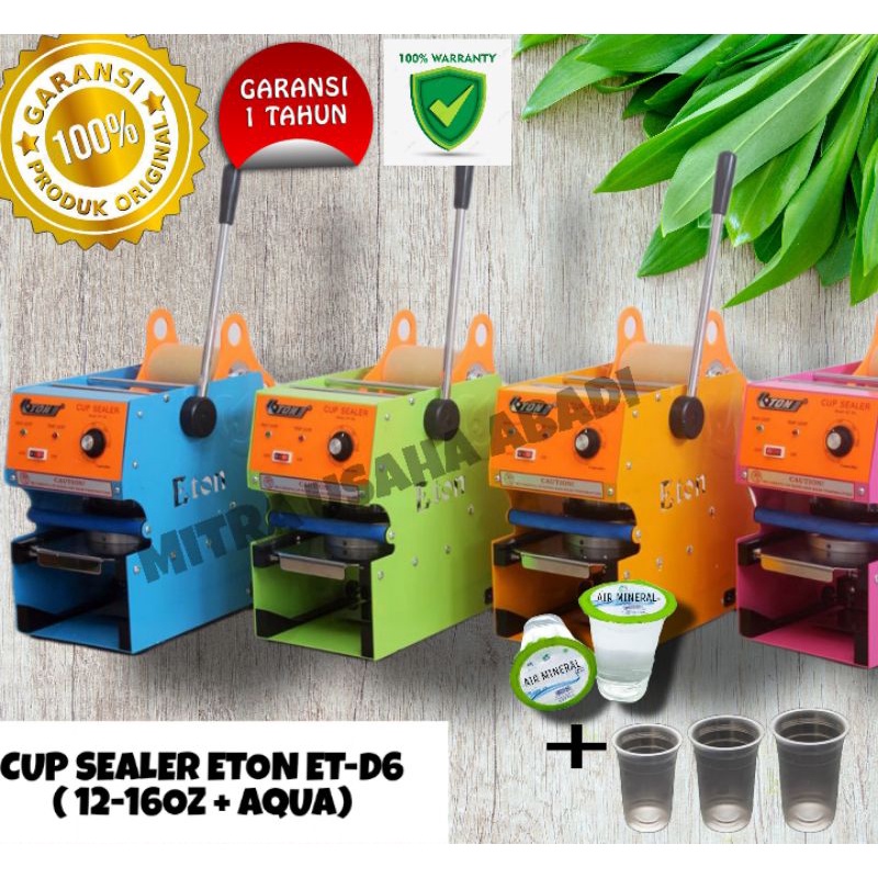 Mesin Cup Sealer - Press Cup ETON ET-D6 Double Ring Cup 12-16OZ dan Aqua