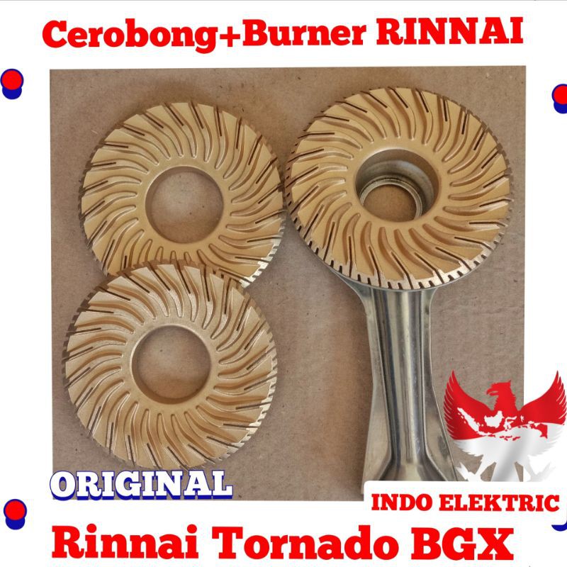 CEROBONG+BURNER KUNINGAN KOMPOR GAS RINNAI TORNADO BGX ORIGINAL