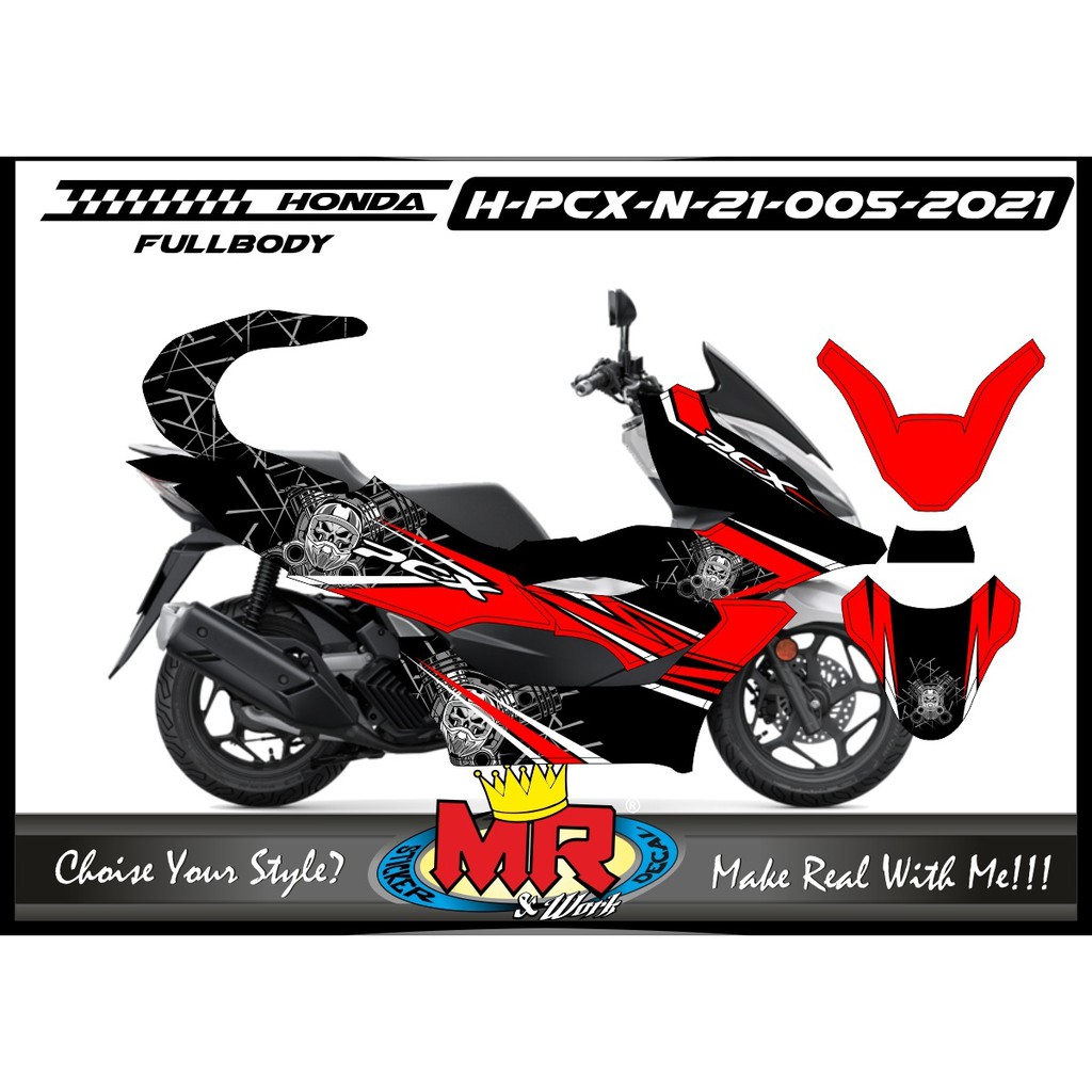 Variasi Stiker Keren FullBody Motor Honda PCX New 2021 Decal Custom