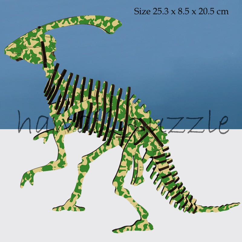 Puzzle 3D DIY bahan kayu model Dinosaurus - PARASAUR mainan puzzle edukasi anak (kado &amp; pajangan)