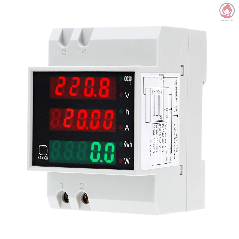 POWER Voltmeter Ammeter Digital Multifungsi Ac80-300V 100a Din Rail