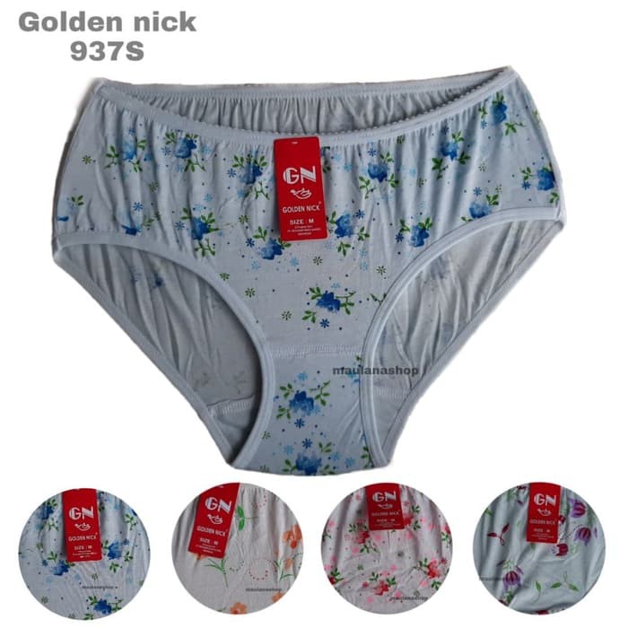 (12 Pcs 3L/XXL) Celana Dalam Wanita Golden nick 937S motif / Cd Wanita