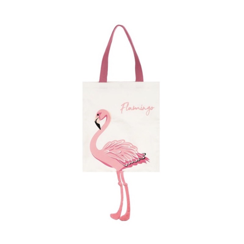 TOTEBAG MINISO CANVAS SHOPPING BAG TAS TOTE ZEBRA RABBIT FLAMINGO