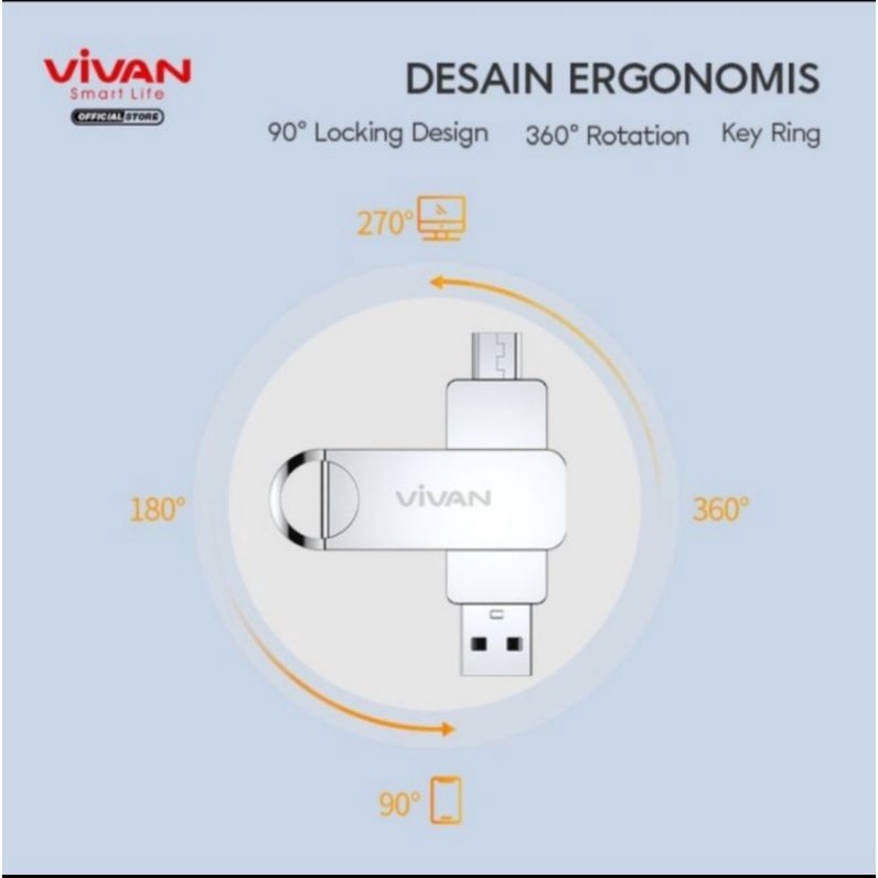 Vivan VOM132 Otg Flasdisk Micro Usb - Flashdisk Vivan VOM132 Otg Micro Ori