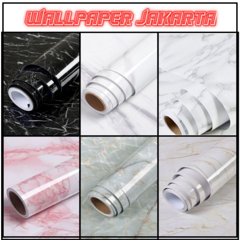 Wallpaper Motif Marmer Glossy Stiker Dapur Anti Minyak Dan Panas Mudah Di Bersihkan / Walpaper / Wal