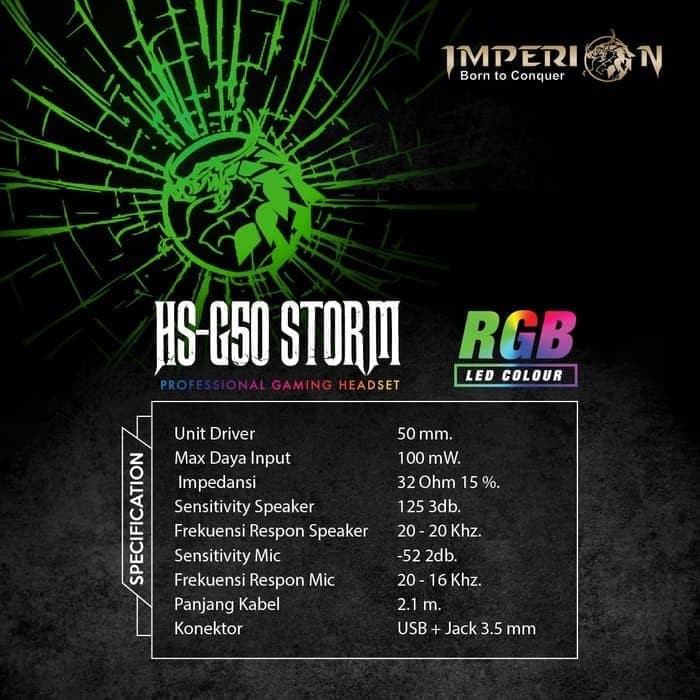 Headset Gaming IMPERION HS-G50 PROFESSIONAL RGB / Headset Imperion