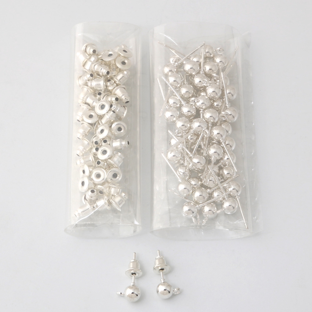 50 Pcs Pin Anting Stud Bahan Logam Untuk Aksesoris