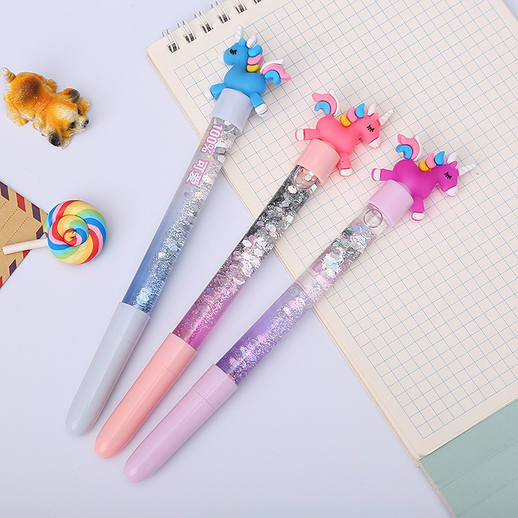 Pulpen LED RGB Pena UNICORN Gel Minyak Warna Warni