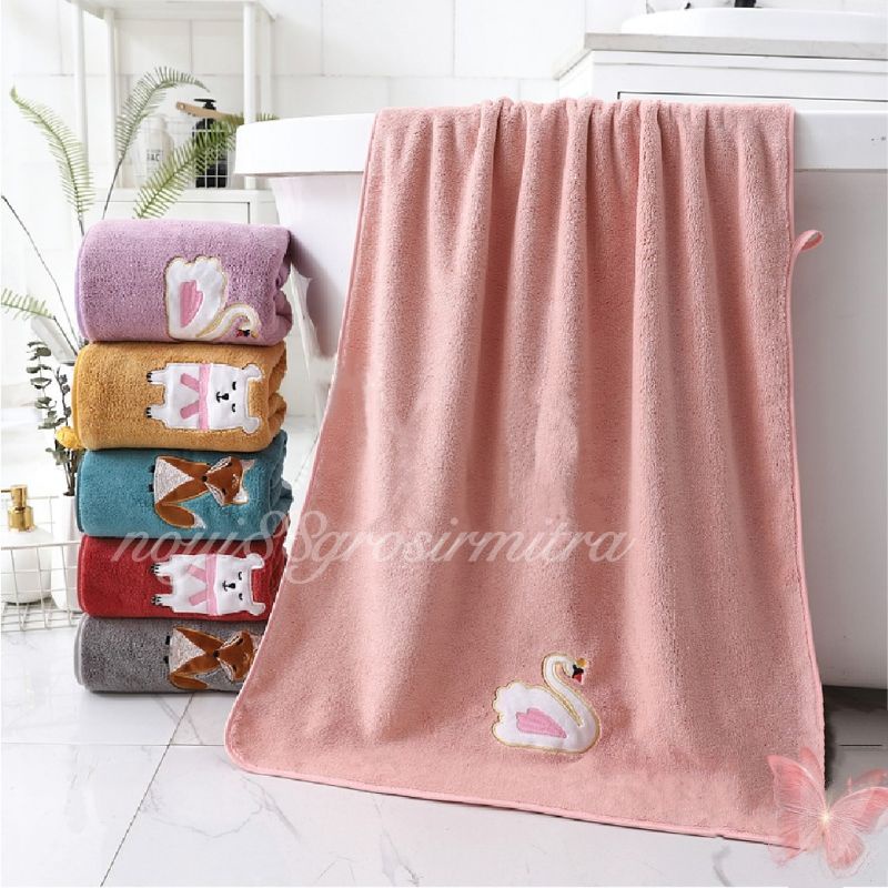 Handuk Bayi Mandi Microfiber Handuk Mandi Anak Handuk Mandi Dewasa Motif Fox Lembut Berdaya Serap Tinggi Dewasa Unisex Handuk couple Murah 50x100 60x120 70x140cm