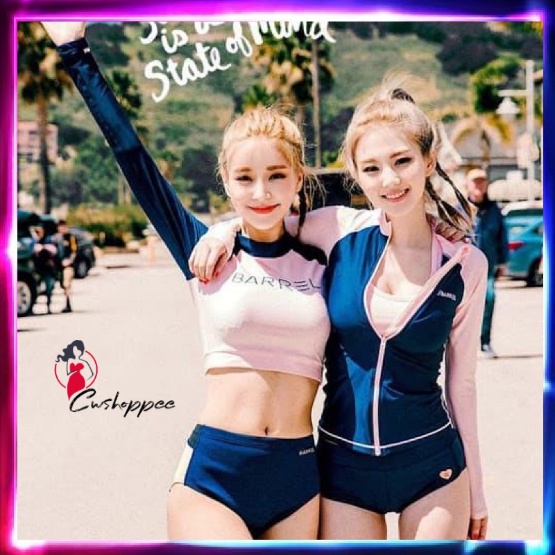 Baju Renang Korea Bikini Set Barrel Swimwear Bralette Murah Bra Jaket Bajurenang Wanita