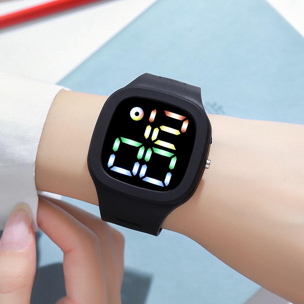 COD JAM TANGAN WANITA PRIA DIGITAL ANTI AIR STRAP RUBBER UKURAN JUMBO PERSEGI BWM41