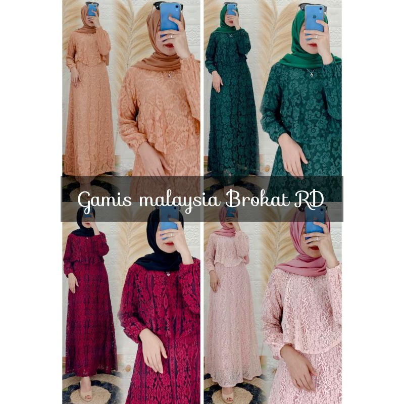 DRESS MALAYSIA / GAMIS MELAYU  BROKAT REMPEL DADA MOTIF RANDOM