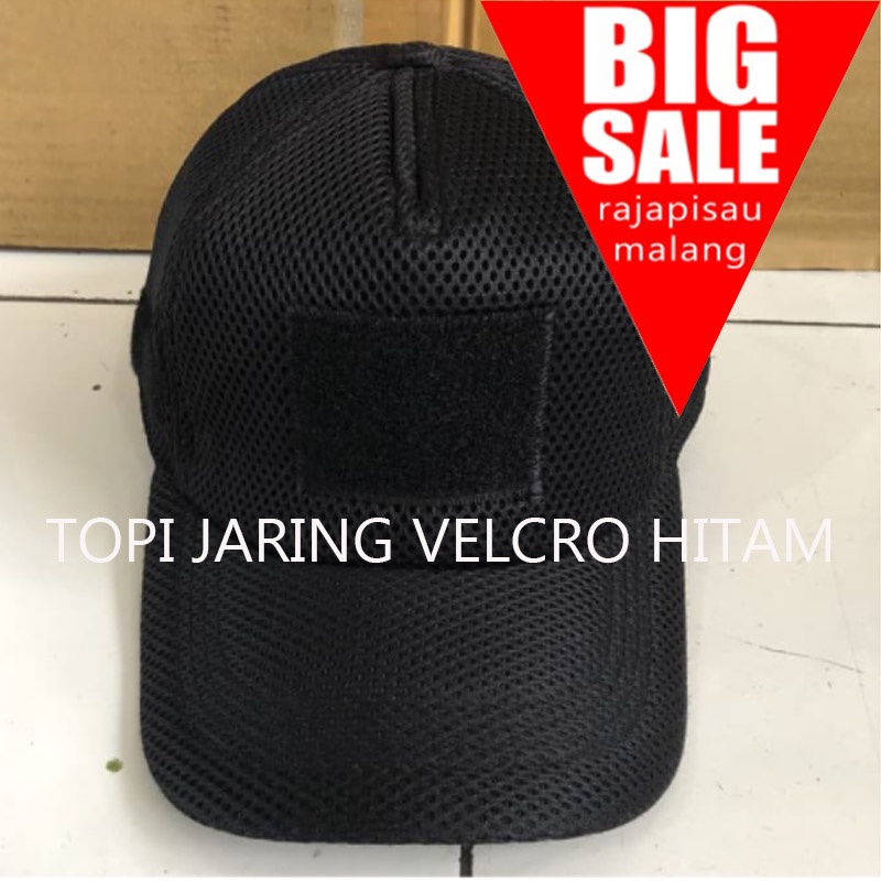 Topi Jaring Velcro Tactical Hitam Topi Velcro Tactical Hitam Polos Jaring