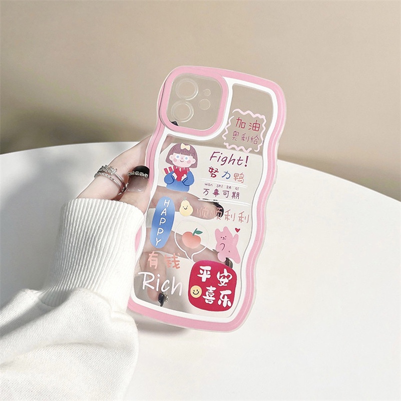 Soft Case Silikon TPU Transparan Motif Gadis Lucu Untuk iPhone 13 12 11 Pro Max X Xr Xs Max SE 8 7 6 6s Plus