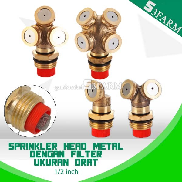 SPRINKLER ANEKA CABANG MIST NOZZLE HEAD SPRAYER KUNINGAN SIRAM FILTER